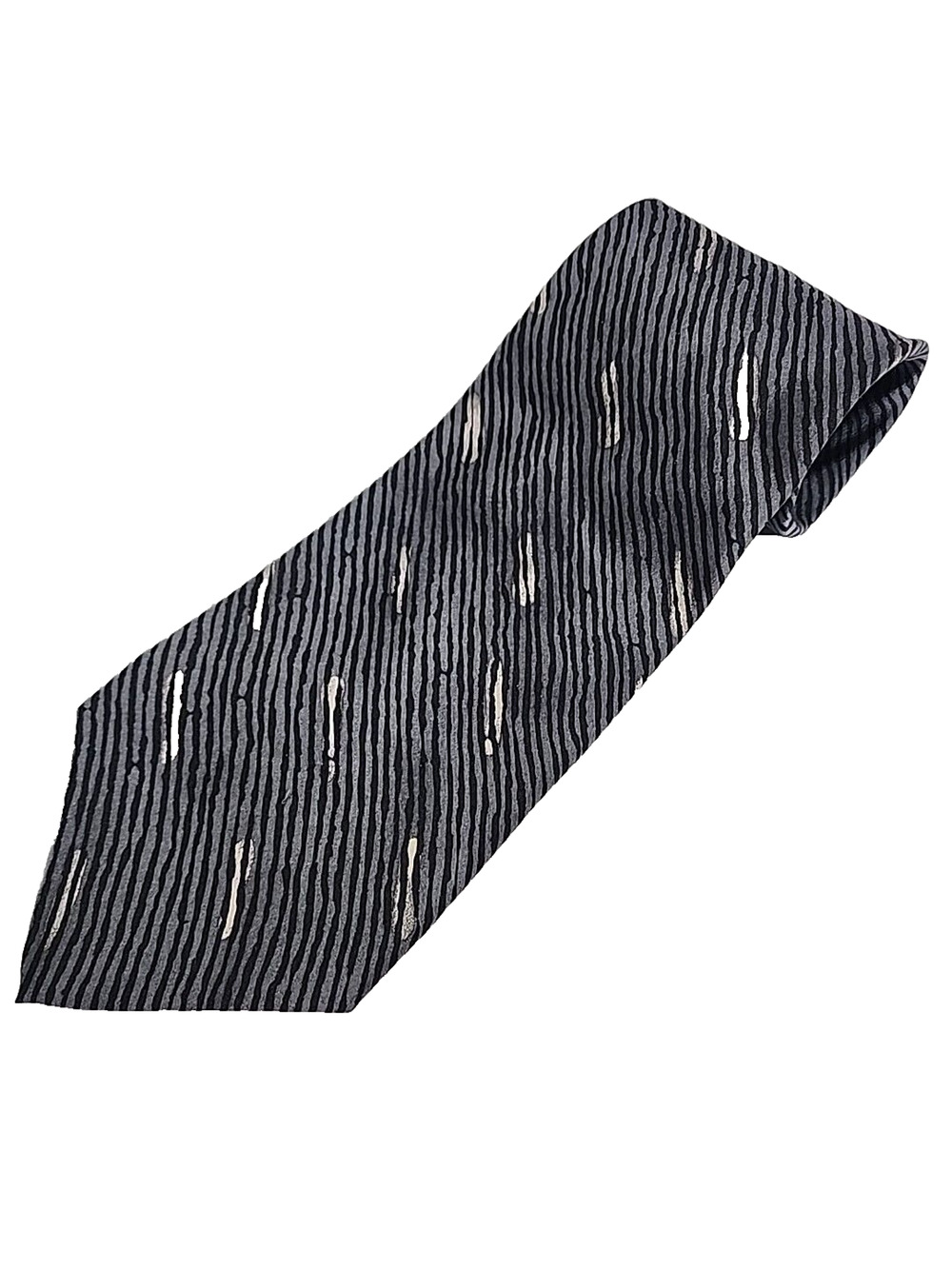 Geoffery Beene Gray Wavy Stripe Silk Tie Necktie - Made in Italy - Like New